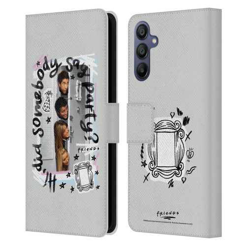 Friends TV Show Doodle Art Somebody Say Party Leather Book Wallet Case Cover For Samsung Galaxy A15