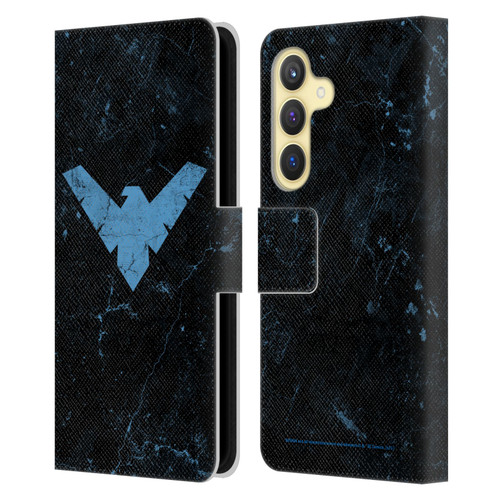 Batman DC Comics Nightwing Logo Grunge Leather Book Wallet Case Cover For Samsung Galaxy S24 5G