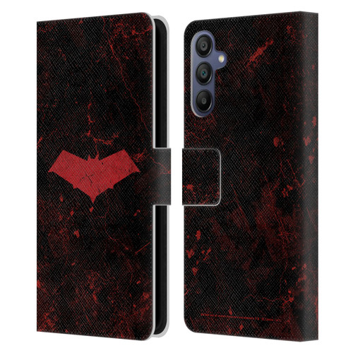 Batman DC Comics Red Hood Logo Grunge Leather Book Wallet Case Cover For Samsung Galaxy A15