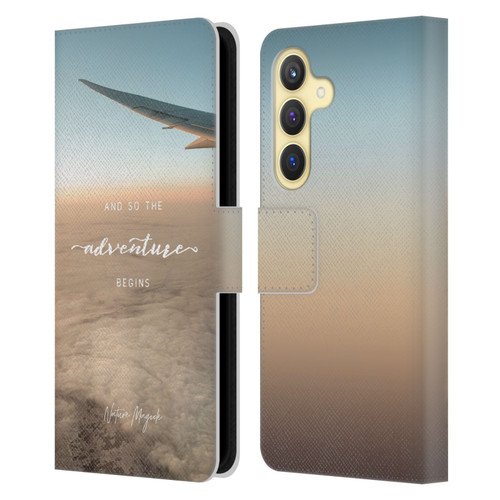 Nature Magick So The Adventure Begins Quote Airplane Leather Book Wallet Case Cover For Samsung Galaxy S24 5G