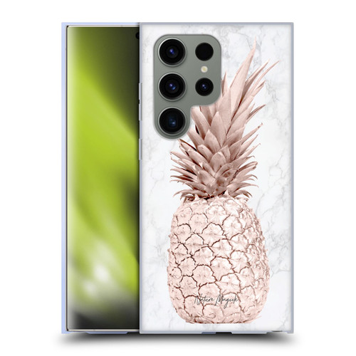 Nature Magick Rose Gold Pineapple On Marble Rose Gold Soft Gel Case for Samsung Galaxy S24 Ultra 5G