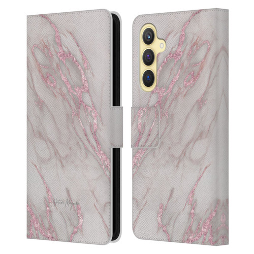 Nature Magick Marble Metallics Pink Leather Book Wallet Case Cover For Samsung Galaxy S23 FE 5G