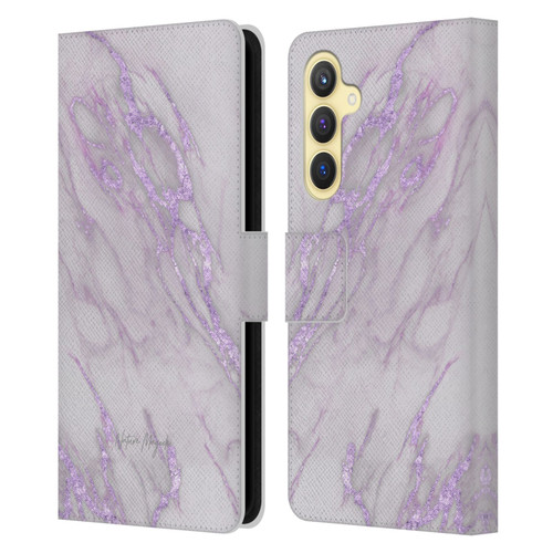 Nature Magick Marble Metallics Purple Leather Book Wallet Case Cover For Samsung Galaxy S23 FE 5G