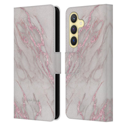 Nature Magick Marble Metallics Pink Leather Book Wallet Case Cover For Samsung Galaxy S24 5G