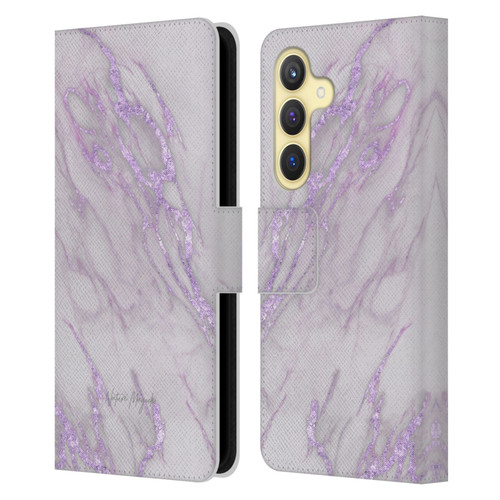 Nature Magick Marble Metallics Purple Leather Book Wallet Case Cover For Samsung Galaxy S24 5G