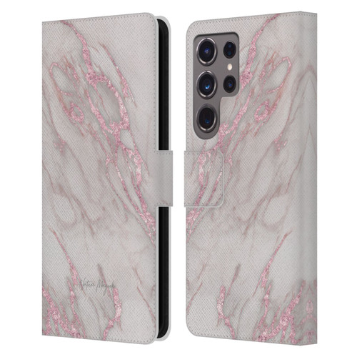 Nature Magick Marble Metallics Pink Leather Book Wallet Case Cover For Samsung Galaxy S24 Ultra 5G