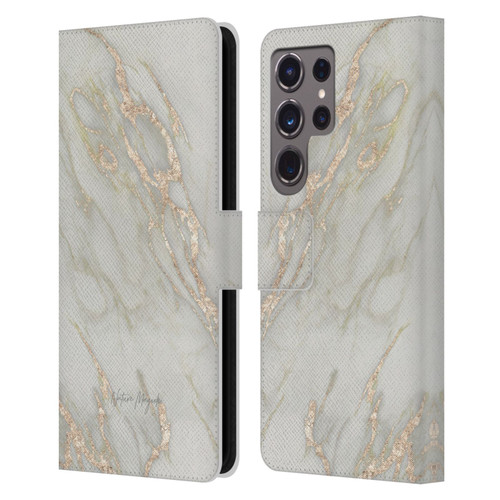 Nature Magick Marble Metallics Gold Leather Book Wallet Case Cover For Samsung Galaxy S24 Ultra 5G