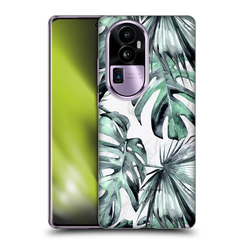 Nature Magick Tropical Palm Leaves On Marble Turquoise Green Island Soft Gel Case for OPPO Reno10 Pro+