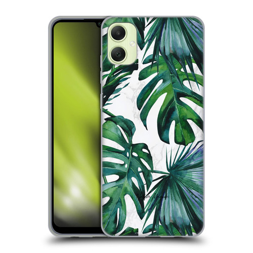 Nature Magick Tropical Palm Leaves On Marble Green Tropics Soft Gel Case for Samsung Galaxy A05