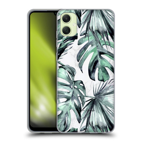 Nature Magick Tropical Palm Leaves On Marble Turquoise Green Island Soft Gel Case for Samsung Galaxy A05