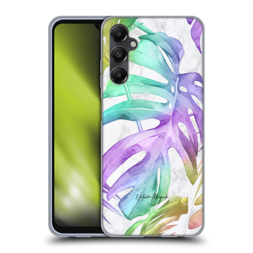 Nature Magick Tropical Palm Leaves On Marble Rainbow Leaf Soft Gel Case for Samsung Galaxy A05s