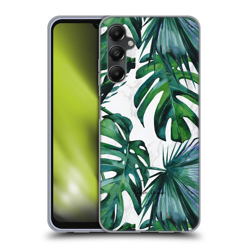 Nature Magick Tropical Palm Leaves On Marble Green Tropics Soft Gel Case for Samsung Galaxy A05s