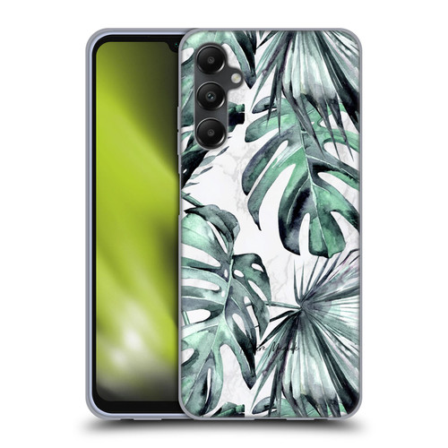 Nature Magick Tropical Palm Leaves On Marble Turquoise Green Island Soft Gel Case for Samsung Galaxy A05s