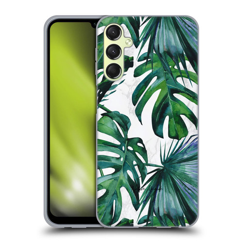 Nature Magick Tropical Palm Leaves On Marble Green Tropics Soft Gel Case for Samsung Galaxy A24 4G / M34 5G