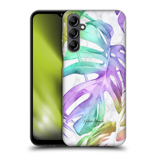 Nature Magick Tropical Palm Leaves On Marble Rainbow Leaf Soft Gel Case for Samsung Galaxy M14 5G