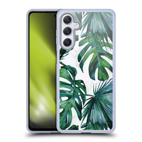 Nature Magick Tropical Palm Leaves On Marble Green Tropics Soft Gel Case for Samsung Galaxy M54 5G