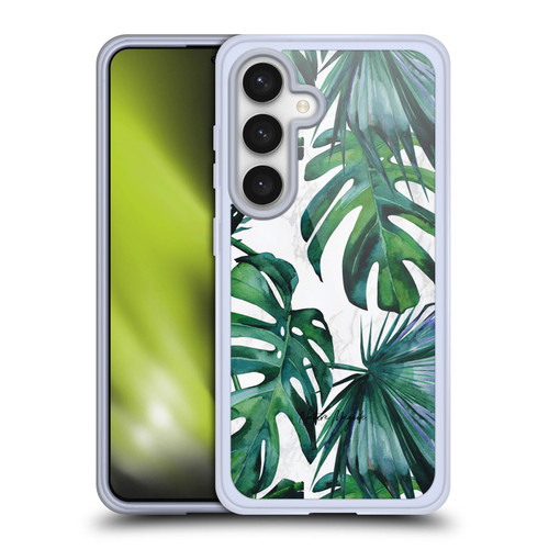 Nature Magick Tropical Palm Leaves On Marble Green Tropics Soft Gel Case for Samsung Galaxy S24 5G