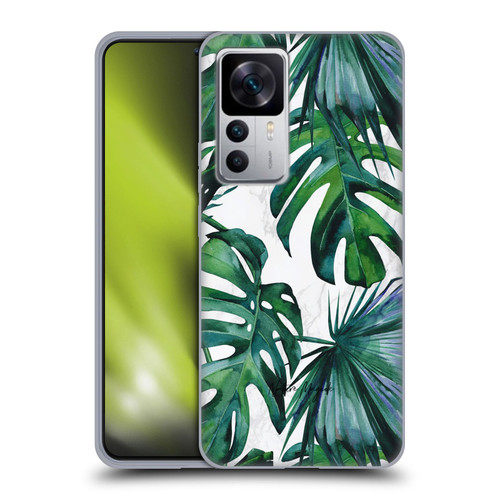 Nature Magick Tropical Palm Leaves On Marble Green Tropics Soft Gel Case for Xiaomi 12T 5G / 12T Pro 5G / Redmi K50 Ultra 5G