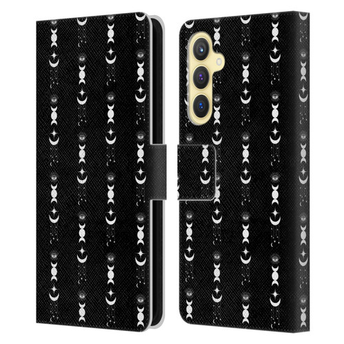 Haroulita Celestial Black And White Moon Leather Book Wallet Case Cover For Samsung Galaxy S23 FE 5G