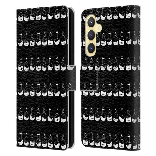 Haroulita Celestial Black And White Bottle Leather Book Wallet Case Cover For Samsung Galaxy S23 FE 5G