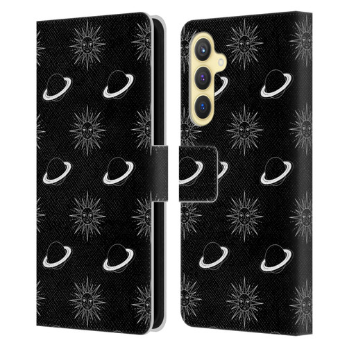 Haroulita Celestial Black And White Planet And Sun Leather Book Wallet Case Cover For Samsung Galaxy S23 FE 5G