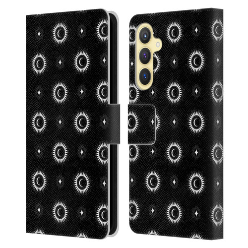 Haroulita Celestial Black And White Sun And Moon Leather Book Wallet Case Cover For Samsung Galaxy S23 FE 5G