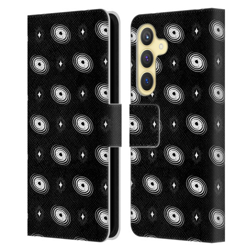 Haroulita Celestial Black And White Galaxy Leather Book Wallet Case Cover For Samsung Galaxy S24 5G