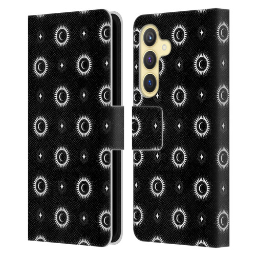 Haroulita Celestial Black And White Sun And Moon Leather Book Wallet Case Cover For Samsung Galaxy S24 5G