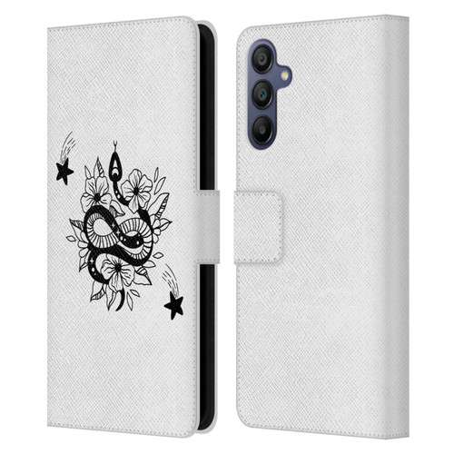 Haroulita Celestial Tattoo Snake And Flower Leather Book Wallet Case Cover For Samsung Galaxy A15