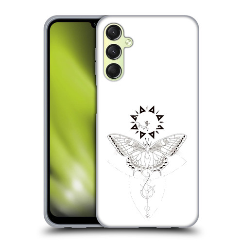 Haroulita Celestial Tattoo Butterfly And Sun Soft Gel Case for Samsung Galaxy A24 4G / M34 5G