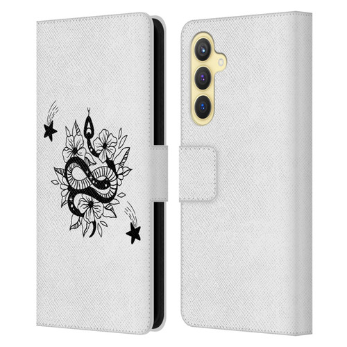 Haroulita Celestial Tattoo Snake And Flower Leather Book Wallet Case Cover For Samsung Galaxy S23 FE 5G