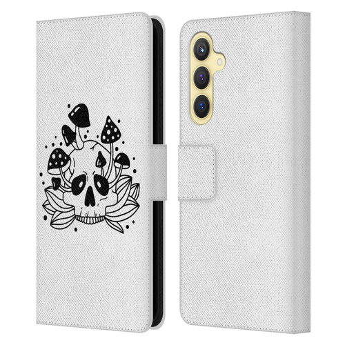 Haroulita Celestial Tattoo Skull Leather Book Wallet Case Cover For Samsung Galaxy S23 FE 5G