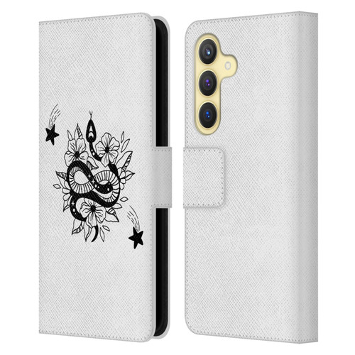 Haroulita Celestial Tattoo Snake And Flower Leather Book Wallet Case Cover For Samsung Galaxy S24 5G