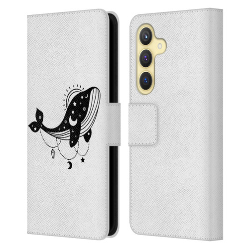 Haroulita Celestial Tattoo Whale Leather Book Wallet Case Cover For Samsung Galaxy S24 5G