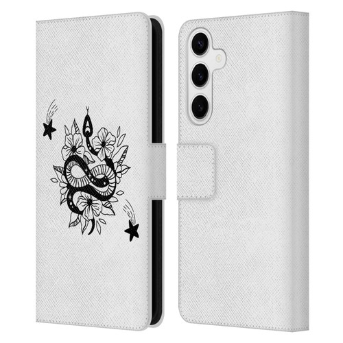 Haroulita Celestial Tattoo Snake And Flower Leather Book Wallet Case Cover For Samsung Galaxy S24+ 5G