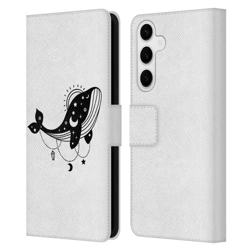 Haroulita Celestial Tattoo Whale Leather Book Wallet Case Cover For Samsung Galaxy S24+ 5G