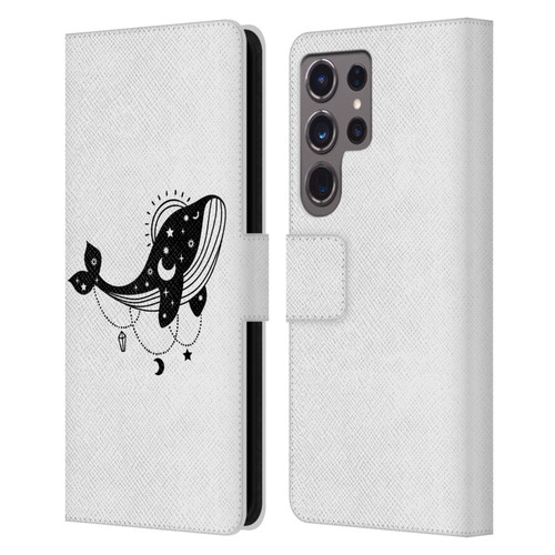 Haroulita Celestial Tattoo Whale Leather Book Wallet Case Cover For Samsung Galaxy S24 Ultra 5G