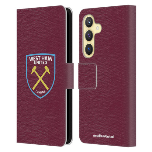 West Ham United FC Crest Full Colour Leather Book Wallet Case Cover For Samsung Galaxy S24 5G