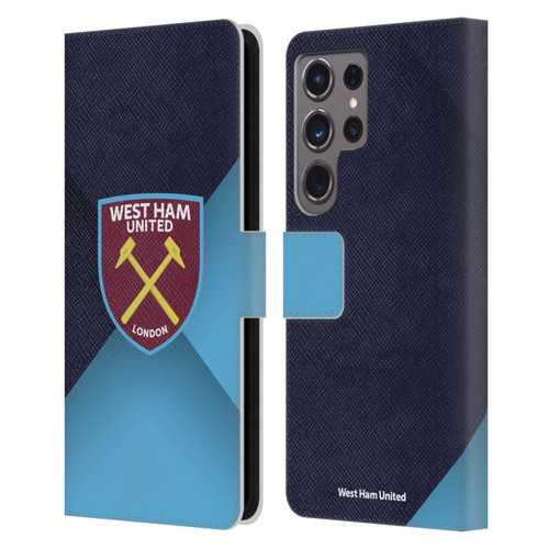 West Ham United FC Crest Blue Gradient Leather Book Wallet Case Cover For Samsung Galaxy S24 Ultra 5G