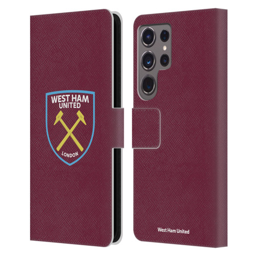 West Ham United FC Crest Full Colour Leather Book Wallet Case Cover For Samsung Galaxy S24 Ultra 5G