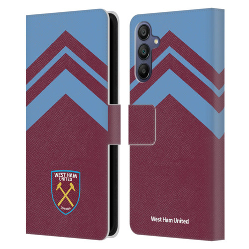 West Ham United FC Crest Graphics Arrowhead Lines Leather Book Wallet Case Cover For Samsung Galaxy A15