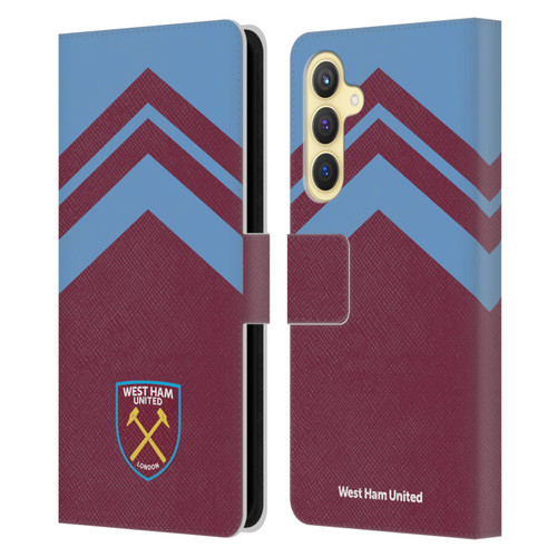 West Ham United FC Crest Graphics Arrowhead Lines Leather Book Wallet Case Cover For Samsung Galaxy S23 FE 5G