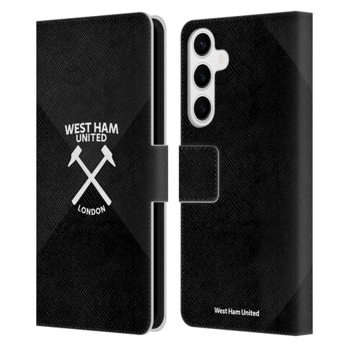 West Ham United FC Hammer Marque Kit Black & White Gradient Leather Book Wallet Case Cover For Samsung Galaxy S24+ 5G