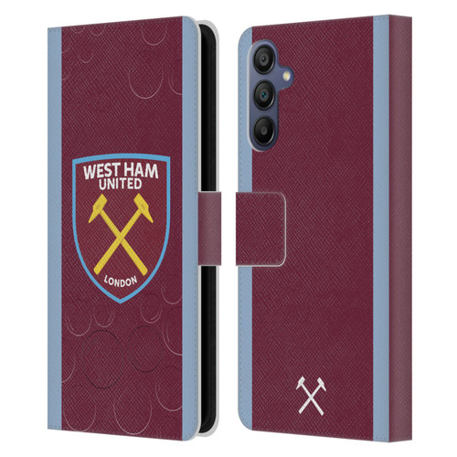West Ham United FC 2023/24 Crest Kit Home Leather Book Wallet Case Cover For Samsung Galaxy A15