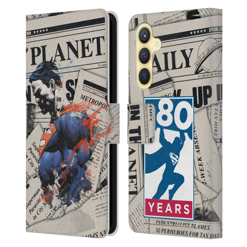 Superman DC Comics 80th Anniversary Newspaper Leather Book Wallet Case Cover For Samsung Galaxy S23 FE 5G