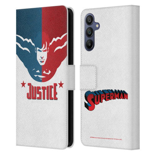 Superman DC Comics Character Art Justice Leather Book Wallet Case Cover For Samsung Galaxy A15