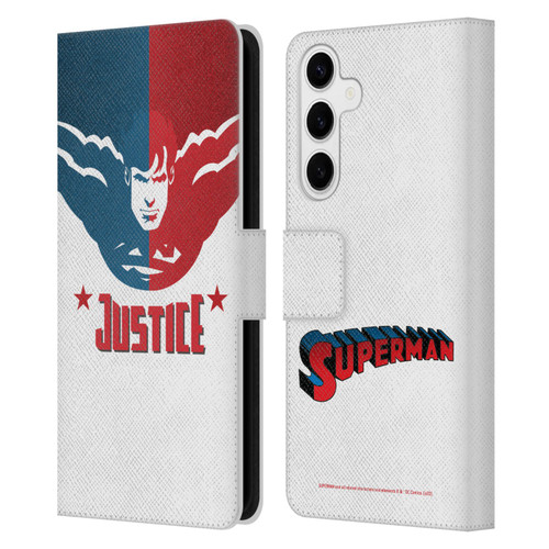 Superman DC Comics Character Art Justice Leather Book Wallet Case Cover For Samsung Galaxy S24+ 5G