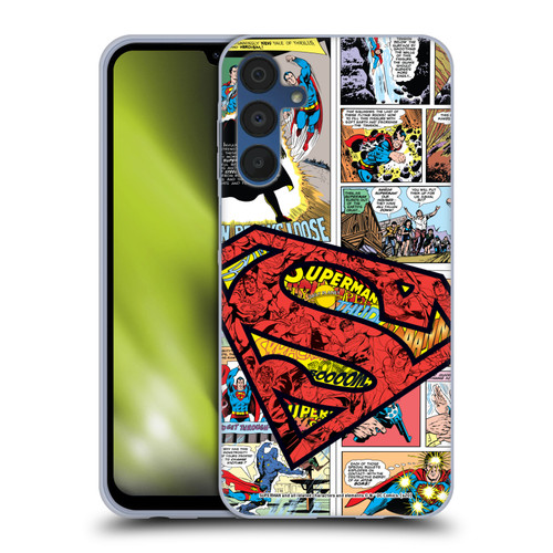 Superman DC Comics Comicbook Art Oversized Logo Soft Gel Case for Samsung Galaxy A15 & MagSafe