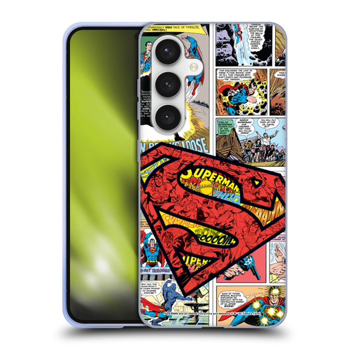 Superman DC Comics Comicbook Art Oversized Logo Soft Gel Case for Samsung Galaxy S24 5G