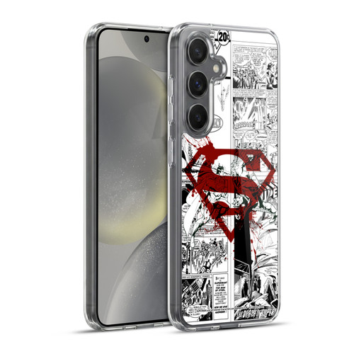 Superman DC Comics Comicbook Art Red Logo Splatter Soft Gel Case for Samsung Galaxy S24+ 5G & MagSafe